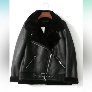 Black Shearling Moto Jacket